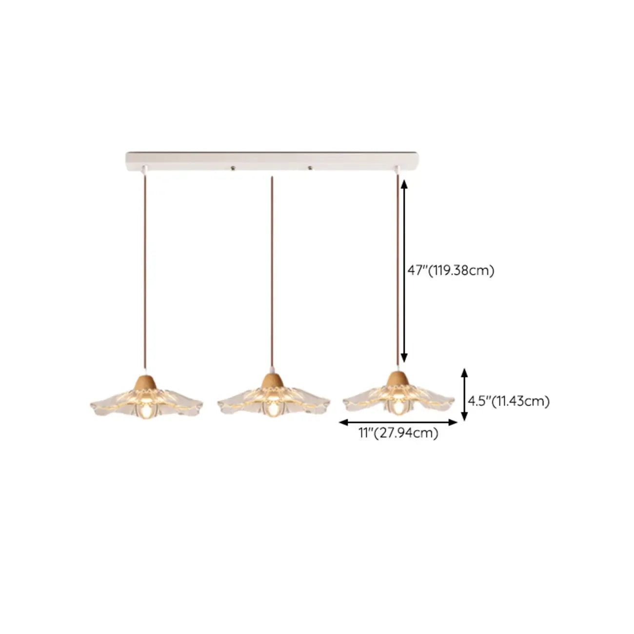 Elegant Clear Glass Floral Pendant Light with 3 Lights