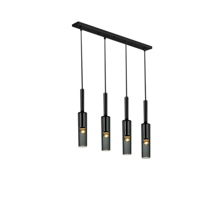 Glass Island Pendant Light Cylindrical Shape in Grey for Kitchen