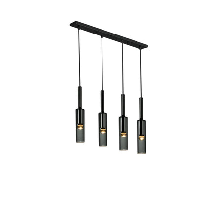 Glass Island Pendant Light Cylindrical Shape in Grey for Kitchen