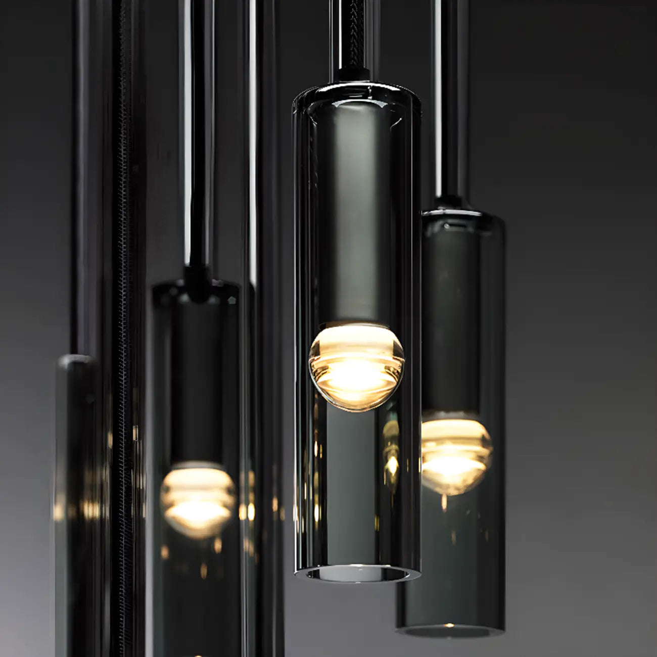 Glass Island Pendant Light Cylindrical Shape in Grey for Kitchen