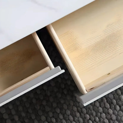 Minimalist White Stone TV Stand with Storage for Living Room