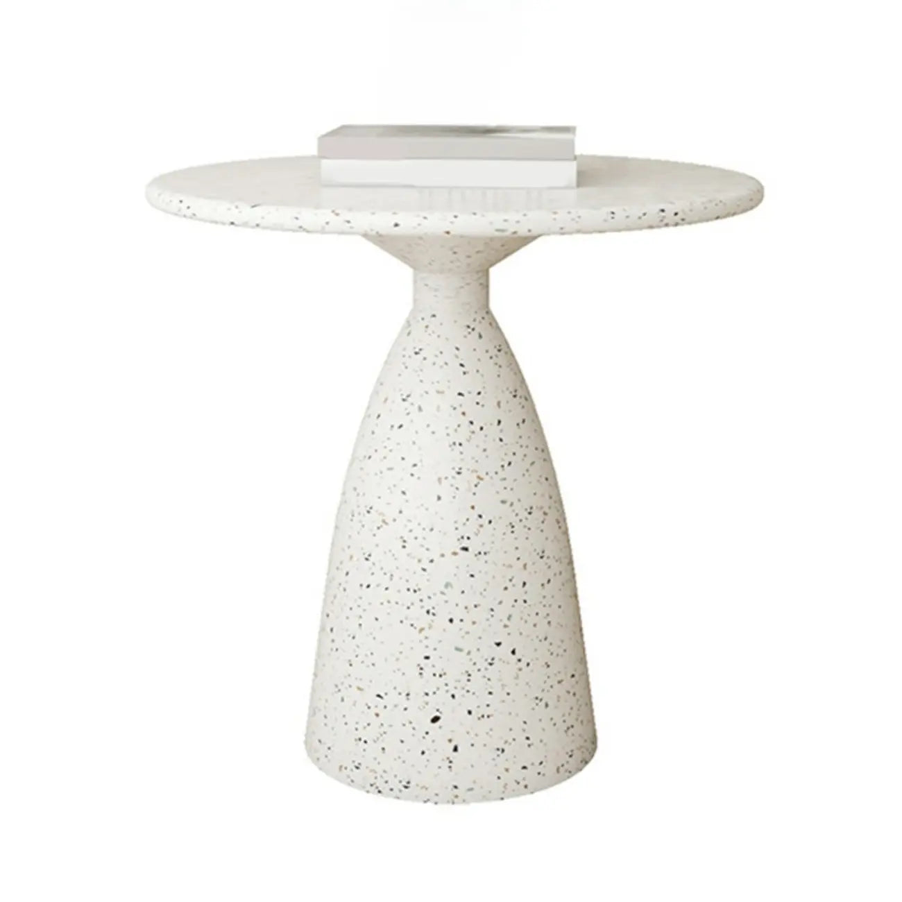 Modern Round Beige Metal End Table for Living Room
