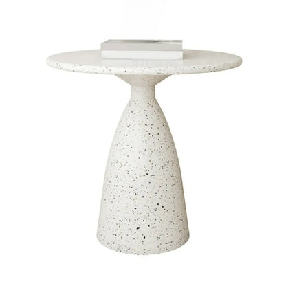 Modern Round Beige Metal End Table for Living Room