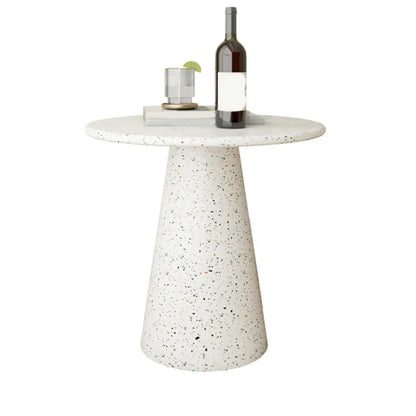 Modern Round Beige Metal End Table for Living Room