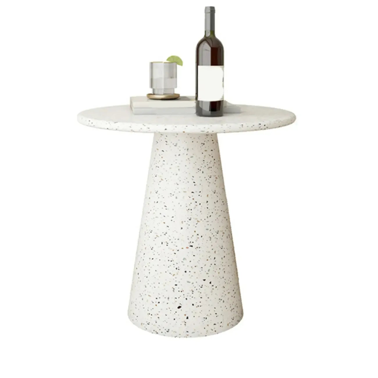 Modern Round Beige Metal End Table for Living Room