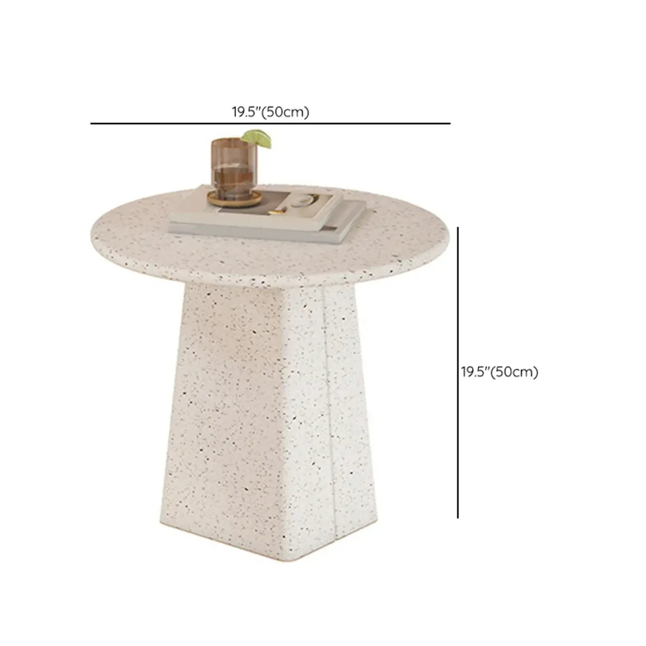 Modern Round Beige Metal End Table for Living Room