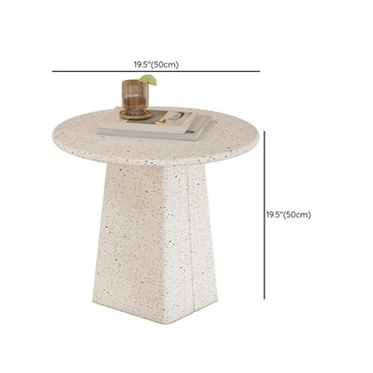 Modern Round Beige Metal End Table for Living Room