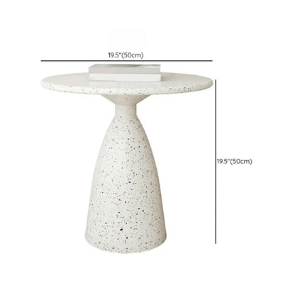 Modern Round Beige Metal End Table for Living Room