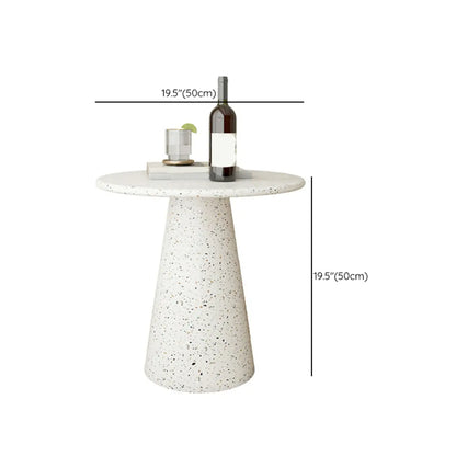 Modern Round Beige Metal End Table for Living Room