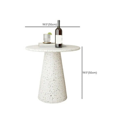 Modern Round Beige Metal End Table for Living Room