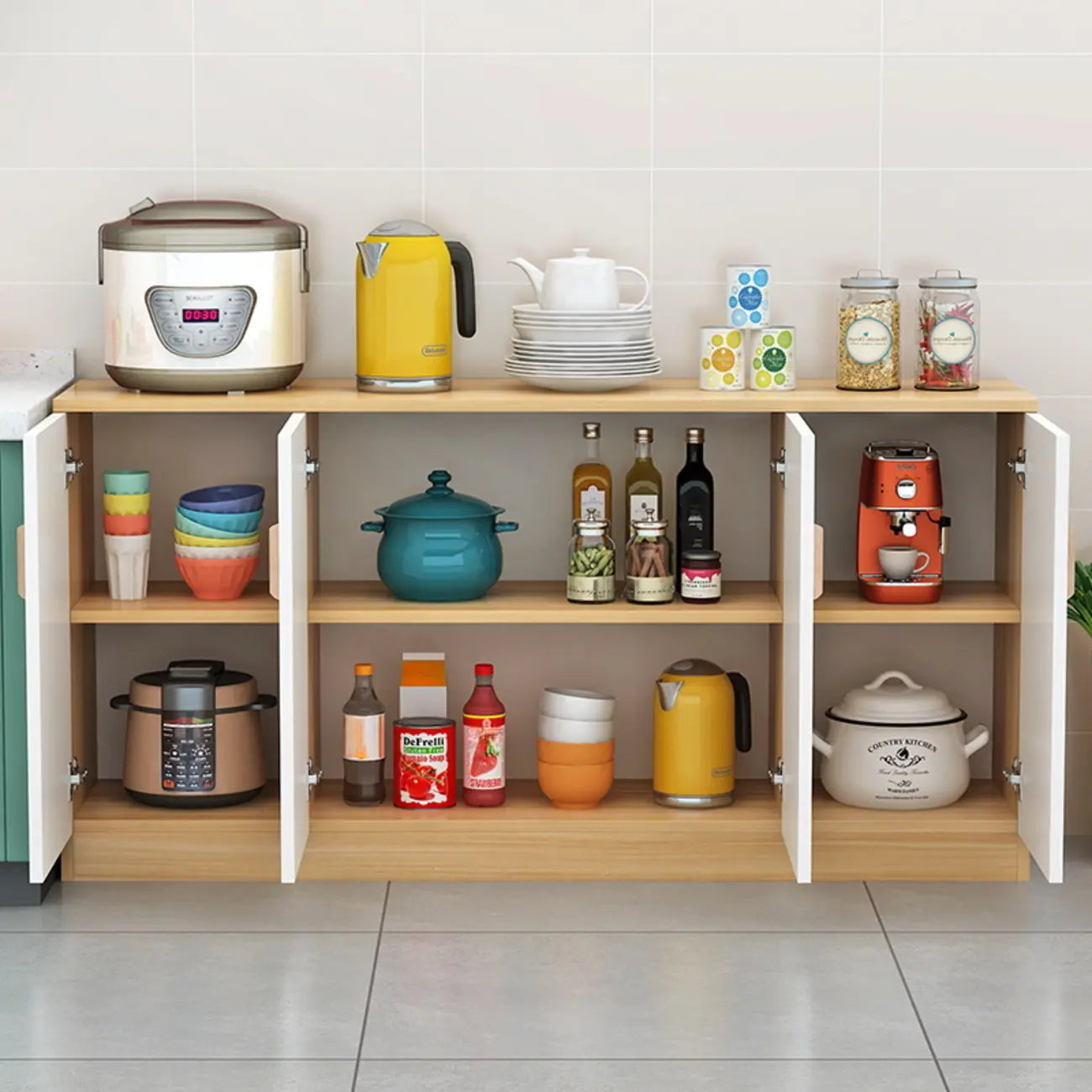 Modish Composite Wood Kitchen Cabinet for Kitchen Storage