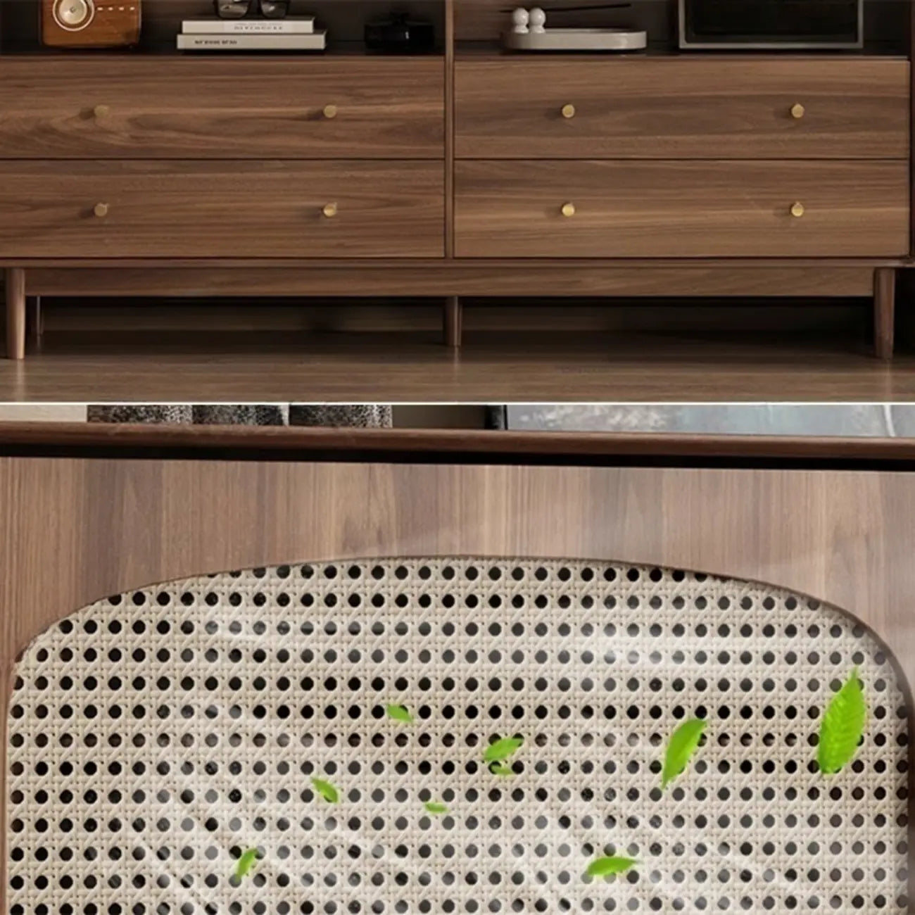 Mid-Century Modern Storage Cabinet for Parlor, Glass Door