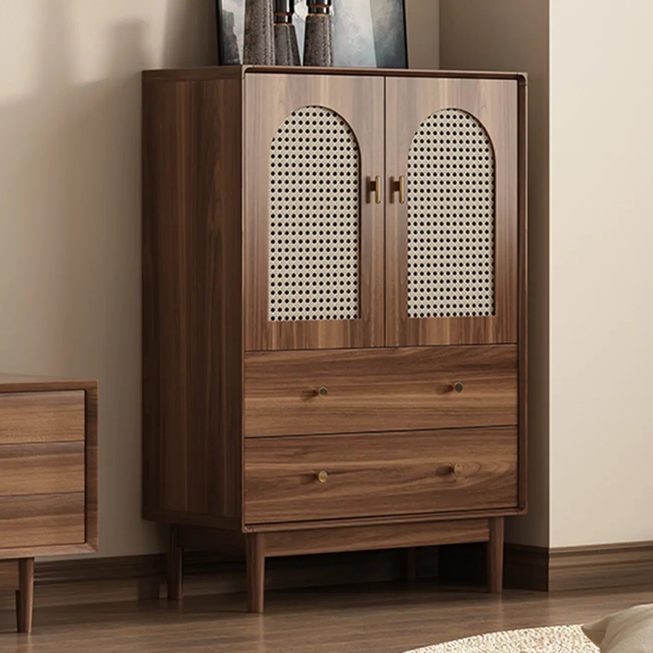 Mid-Century Modern Storage Cabinet for Parlor, Glass Door