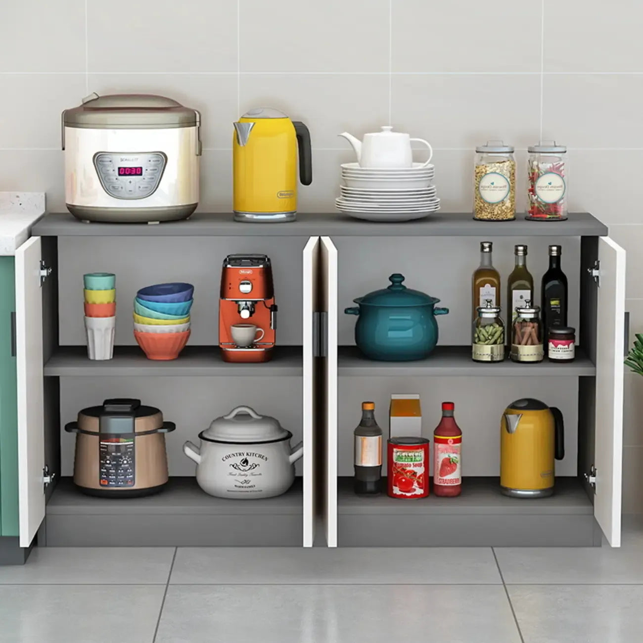 Modish Composite Wood Kitchen Cabinet for Kitchen Storage