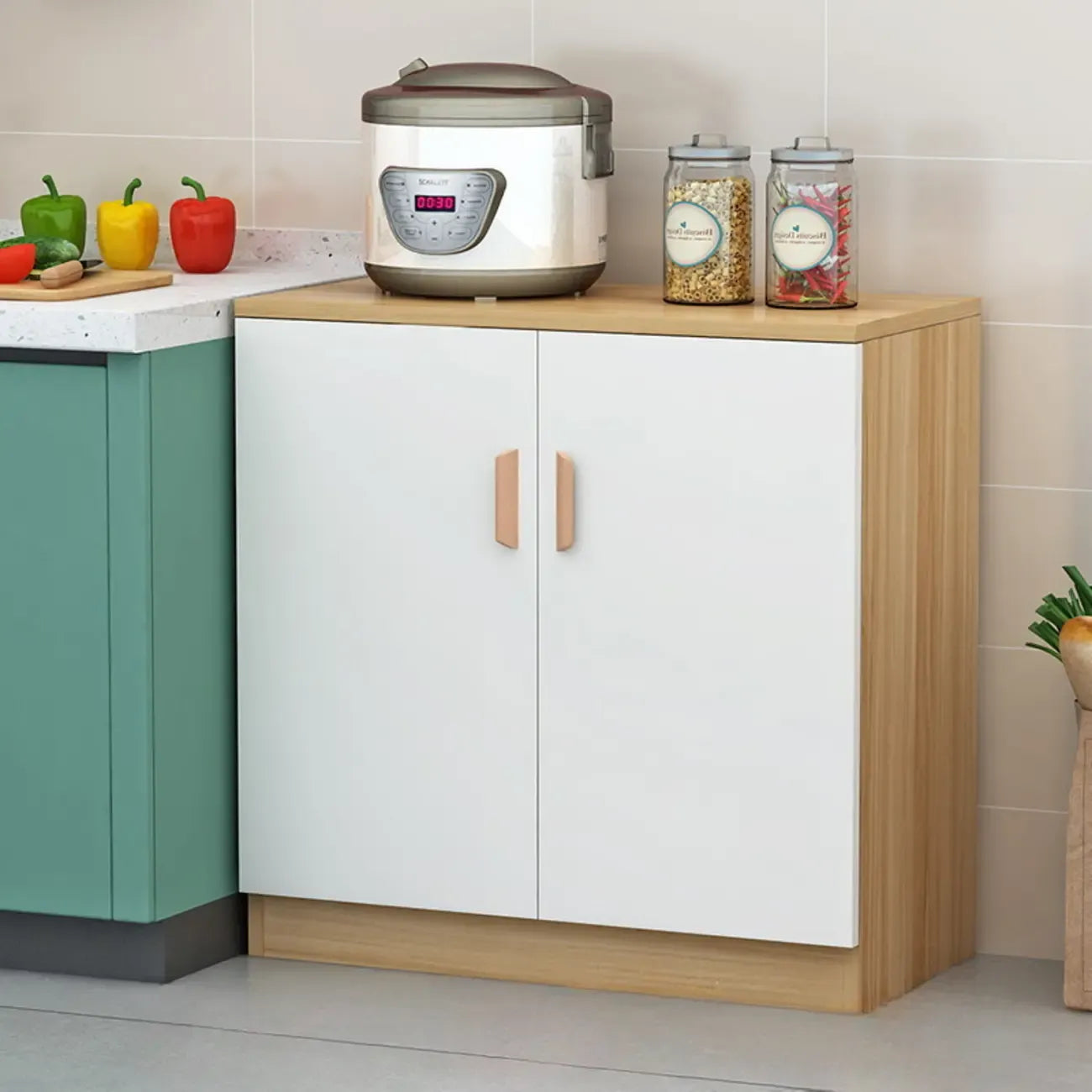 Modish Composite Wood Kitchen Cabinet for Kitchen Storage