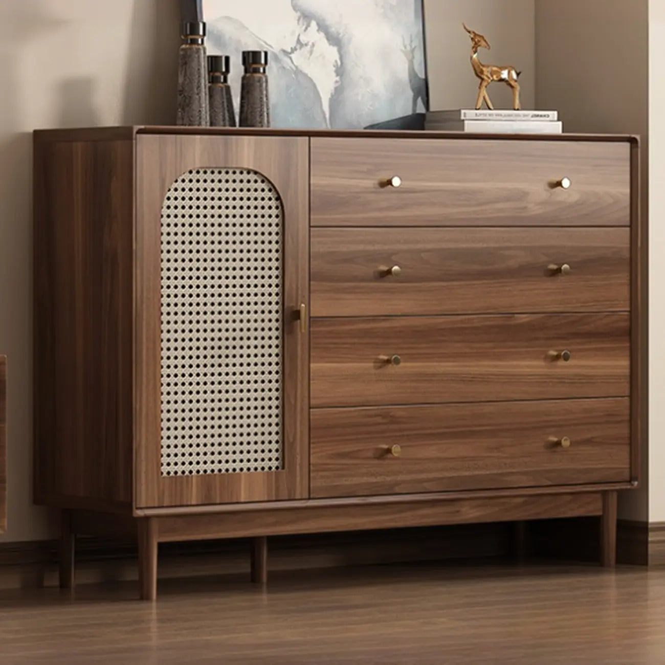 Mid-Century Modern Storage Cabinet for Parlor, Glass Door