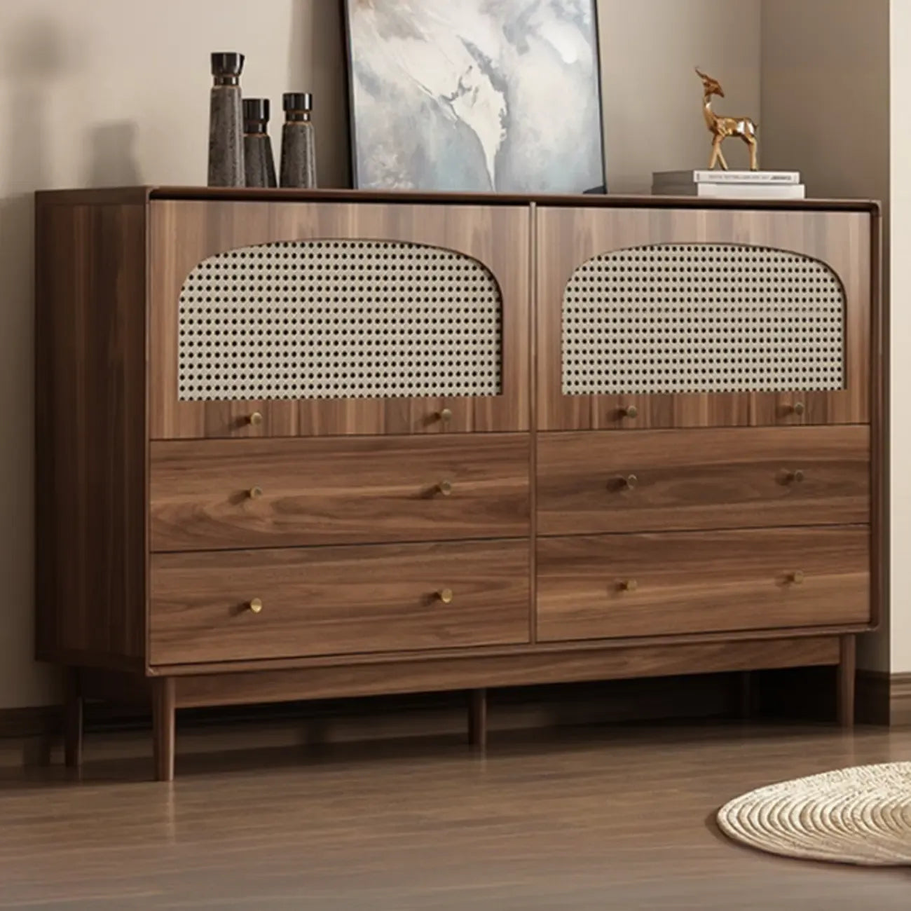 Mid-Century Modern Storage Cabinet for Parlor, Glass Door