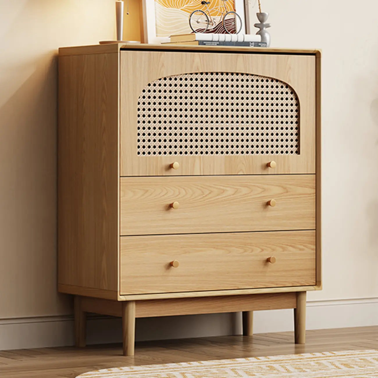 Mid-Century Modern Storage Cabinet for Parlor, Glass Door