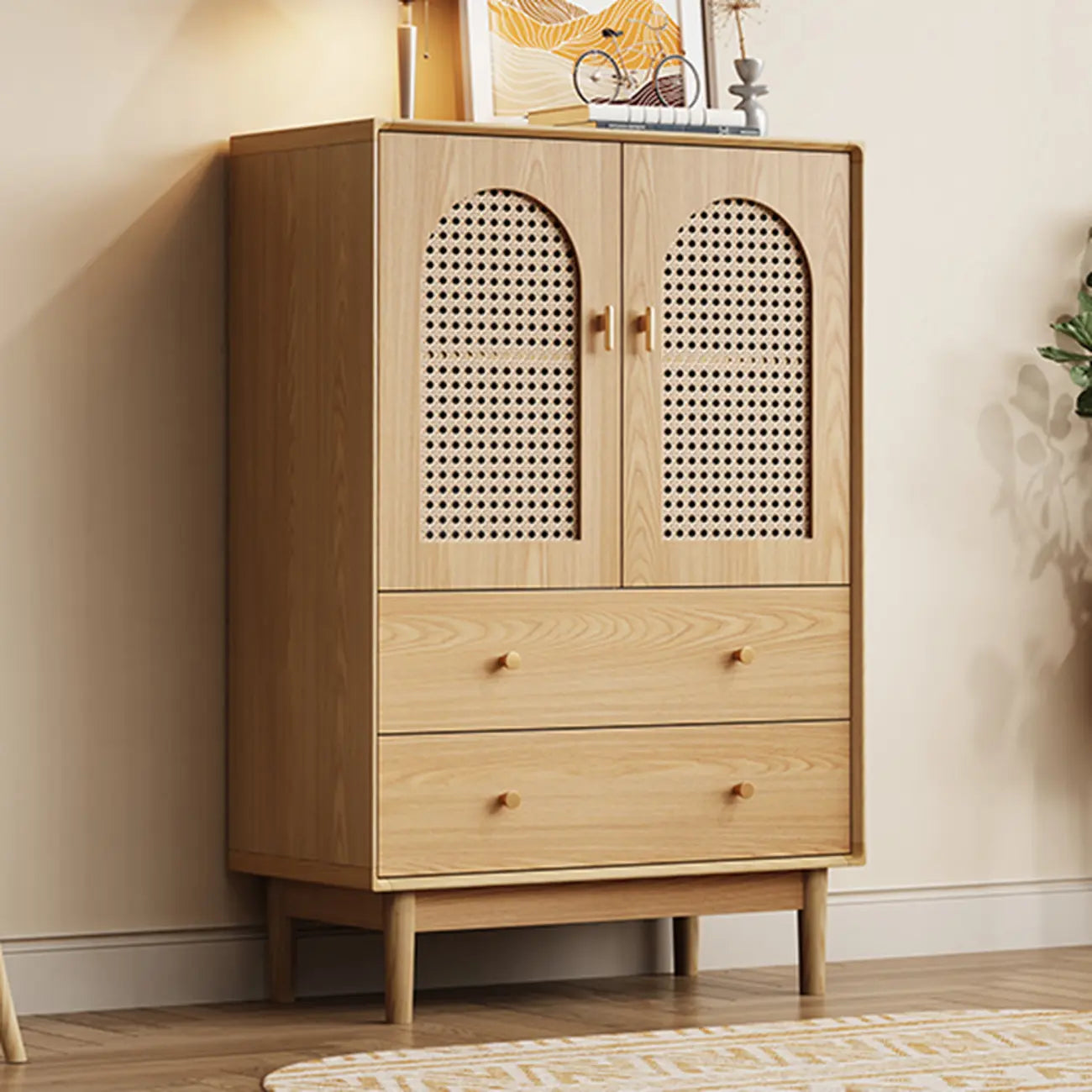 Mid-Century Modern Storage Cabinet for Parlor, Glass Door