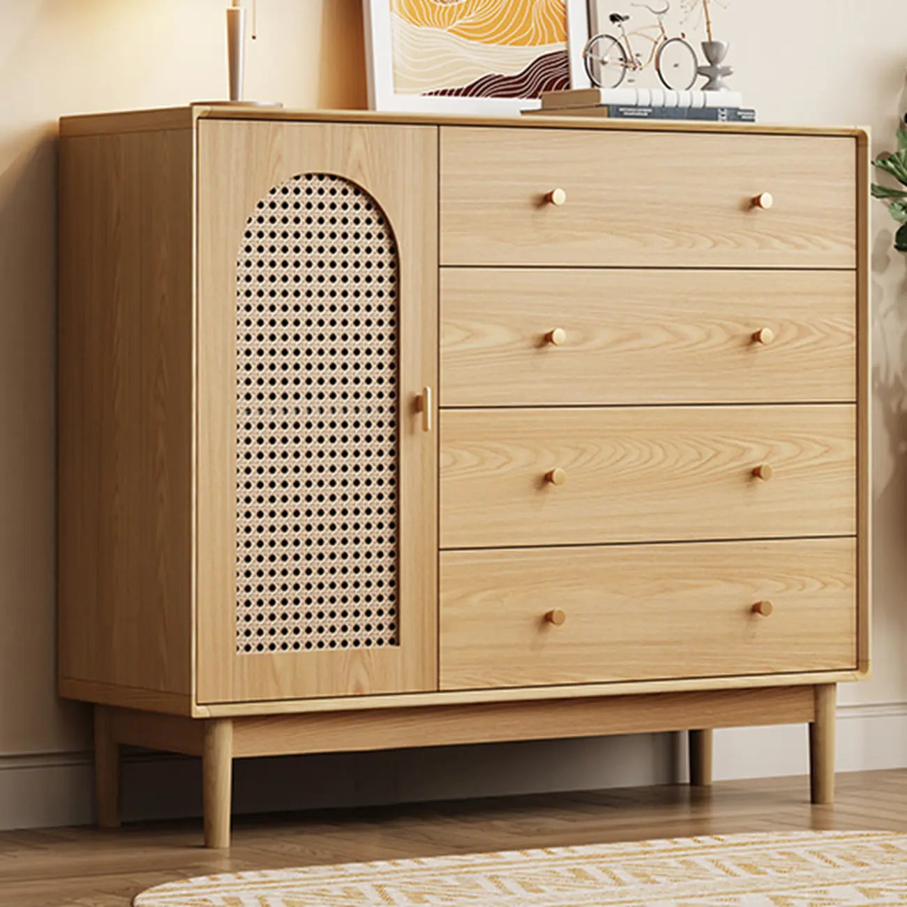 Mid-Century Modern Storage Cabinet for Parlor, Glass Door