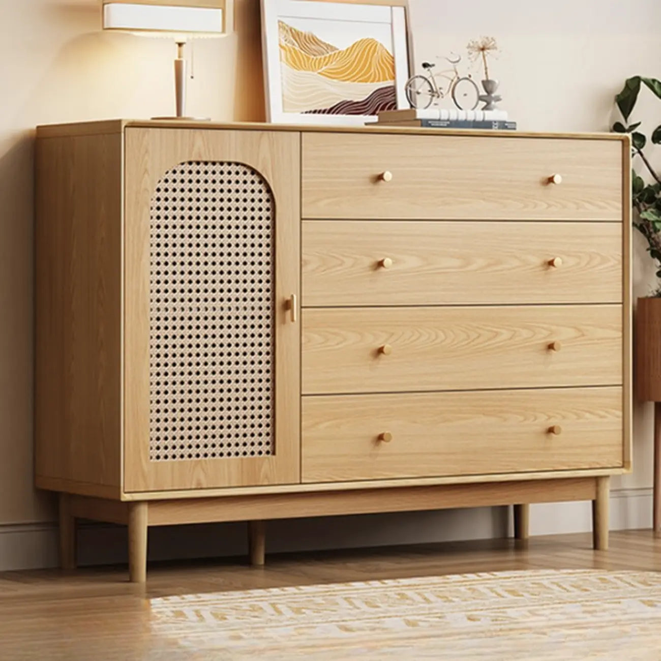 Mid-Century Modern Storage Cabinet for Parlor, Glass Door