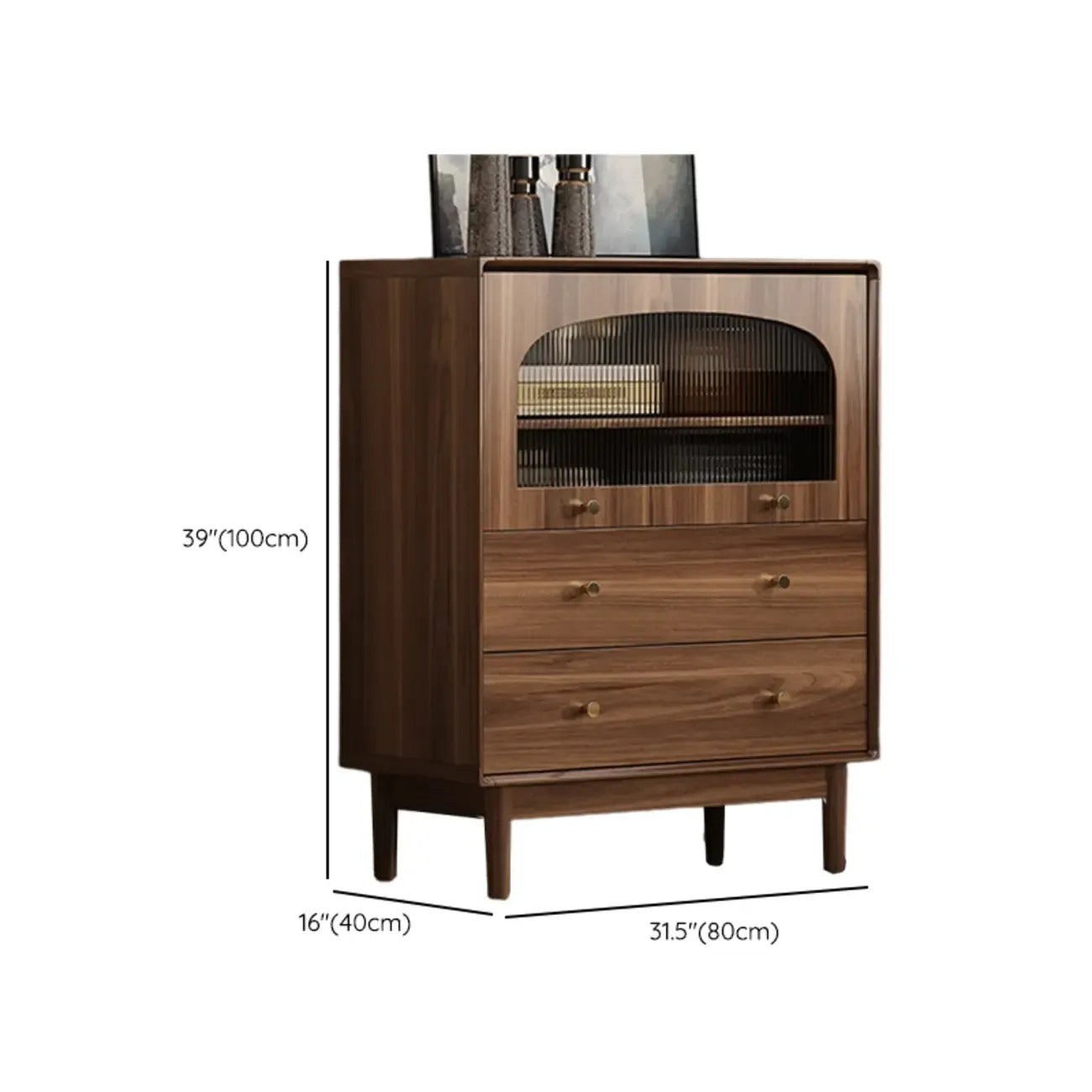 Mid-Century Modern Storage Cabinet for Parlor, Glass Door