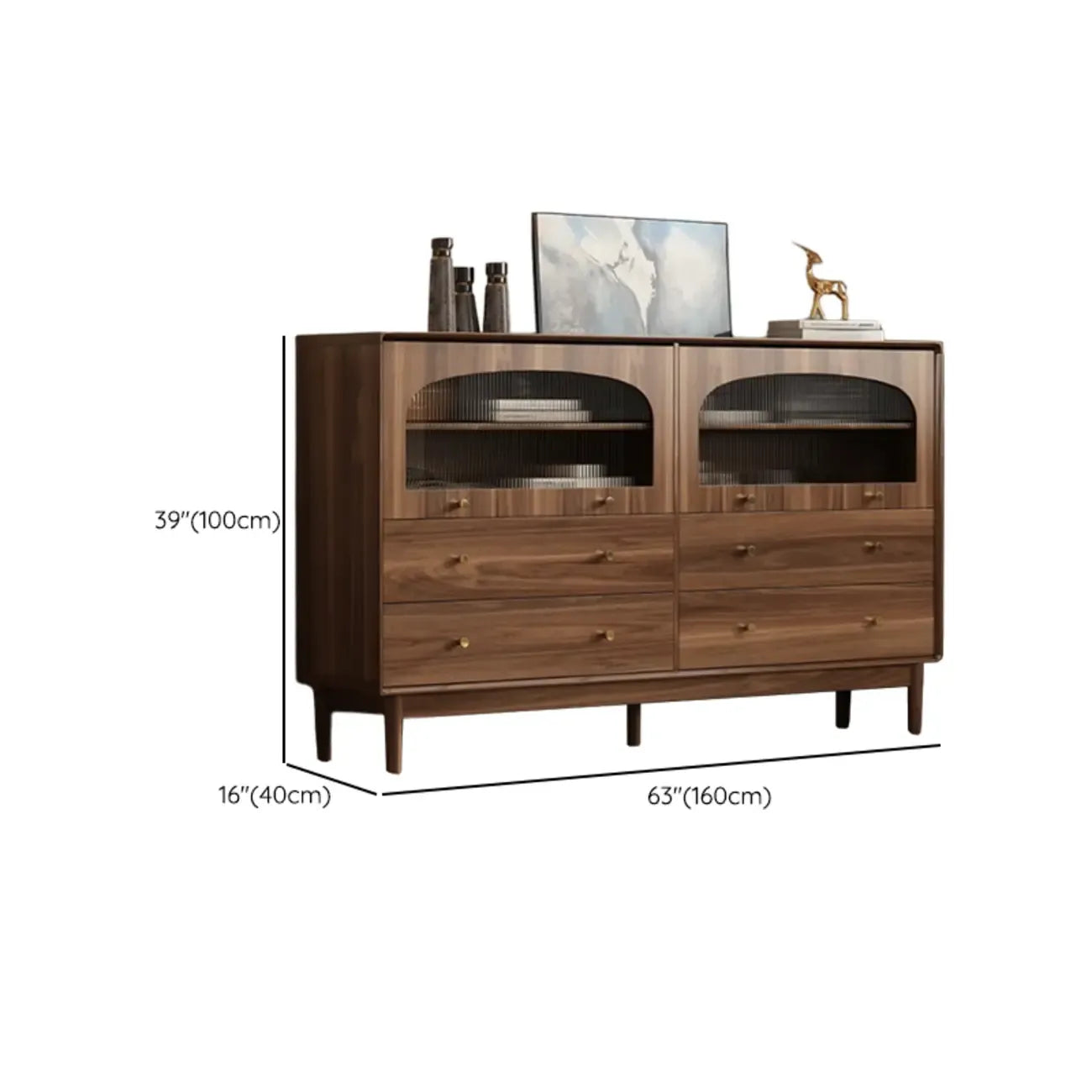 Mid-Century Modern Storage Cabinet for Parlor, Glass Door