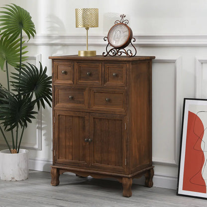 Rustic White Wooden Cabinet for Living Room with Drawers