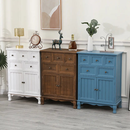 Rustic White Wooden Cabinet for Living Room with Drawers