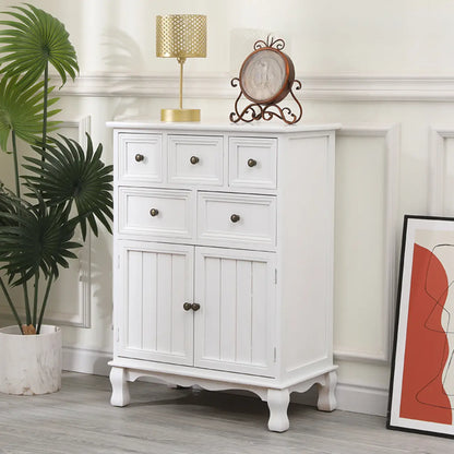 Rustic White Wooden Cabinet for Living Room with Drawers