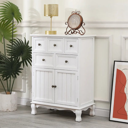 Rustic White Wooden Cabinet for Living Room with Drawers