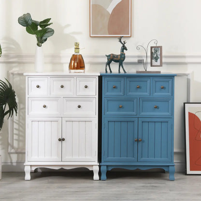 Rustic White Wooden Cabinet for Living Room with Drawers