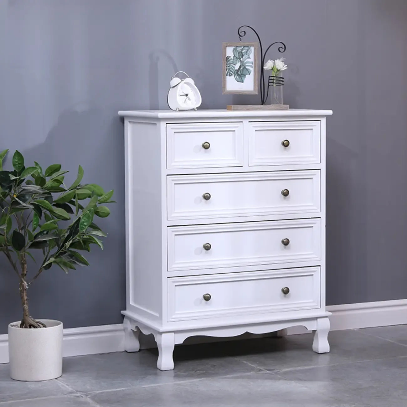 Rustic White Wooden Cabinet for Living Room with Drawers