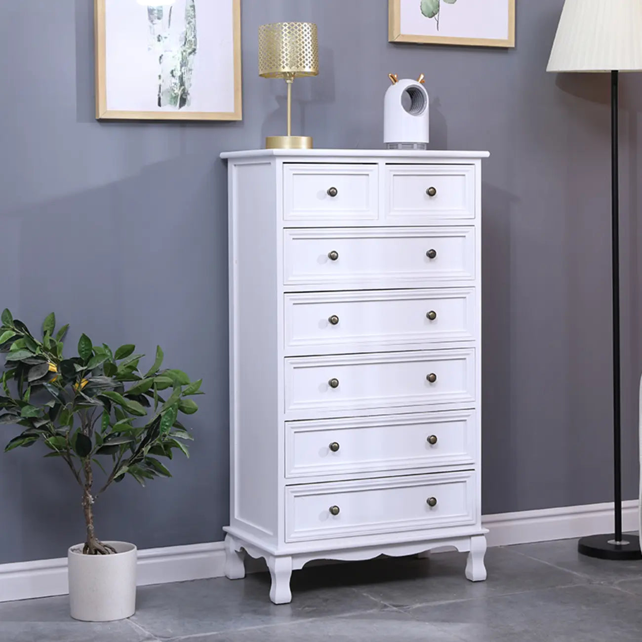 Rustic White Wooden Cabinet for Living Room with Drawers