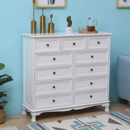 Rustic White Wooden Cabinet for Living Room with Drawers