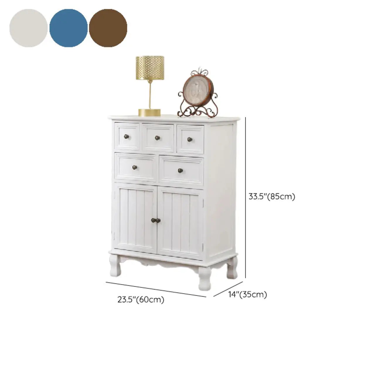 Rustic White Wooden Cabinet for Living Room with Drawers