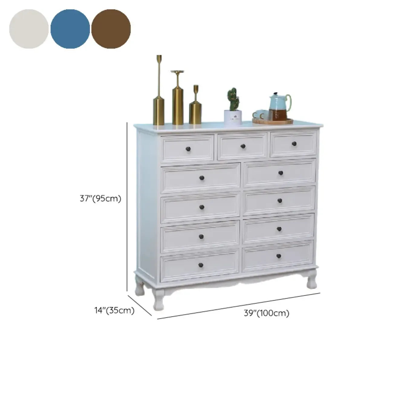 Rustic White Wooden Cabinet for Living Room with Drawers