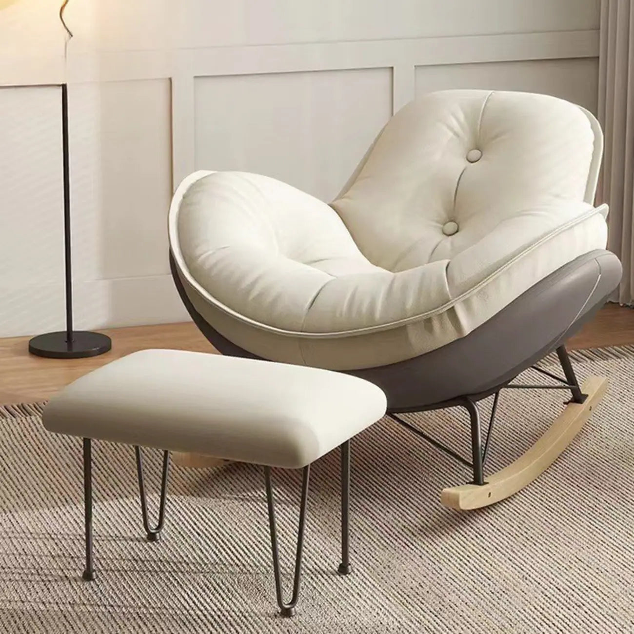 Upholstered Flared Arm Rocking Chair with Optional Ottoman