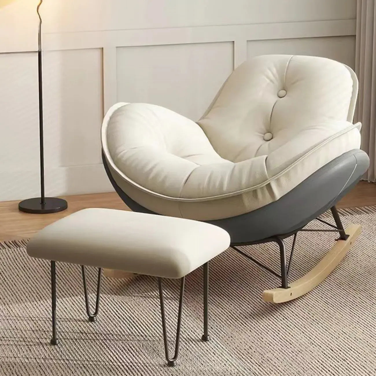 Upholstered Flared Arm Rocking Chair with Optional Ottoman