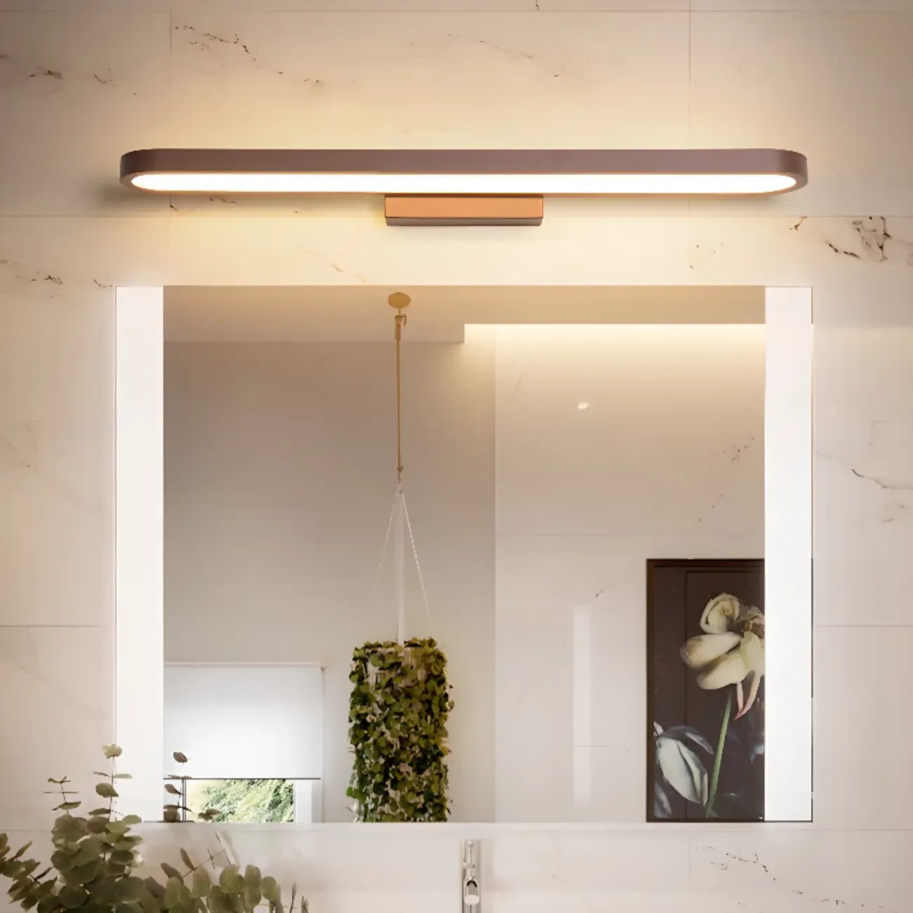Modern Coffee Straight LED Bathroom Vanity Light in Hardwired