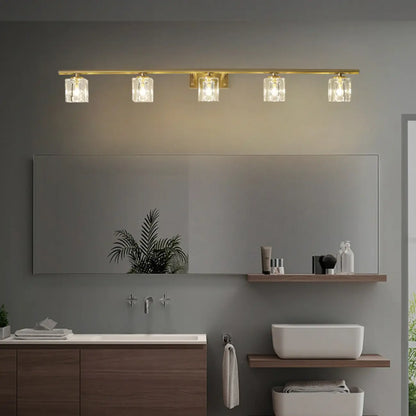 Modern Gold Bathroom Vanity Lights with Clear Crystal Shade