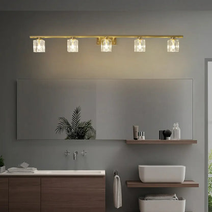 Modern Gold Bathroom Vanity Lights with Clear Crystal Shade