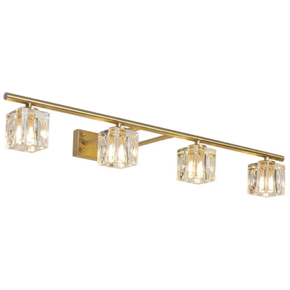 Modern Gold Bathroom Vanity Lights with Clear Crystal Shade