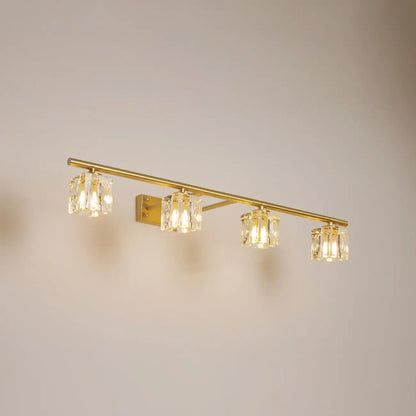 Modern Gold Bathroom Vanity Lights with Clear Crystal Shade