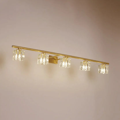 Modern Gold Bathroom Vanity Lights with Clear Crystal Shade
