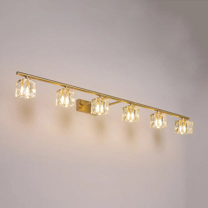 Modern Gold Bathroom Vanity Lights with Clear Crystal Shade