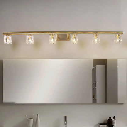 Modern Gold Bathroom Vanity Lights with Clear Crystal Shade