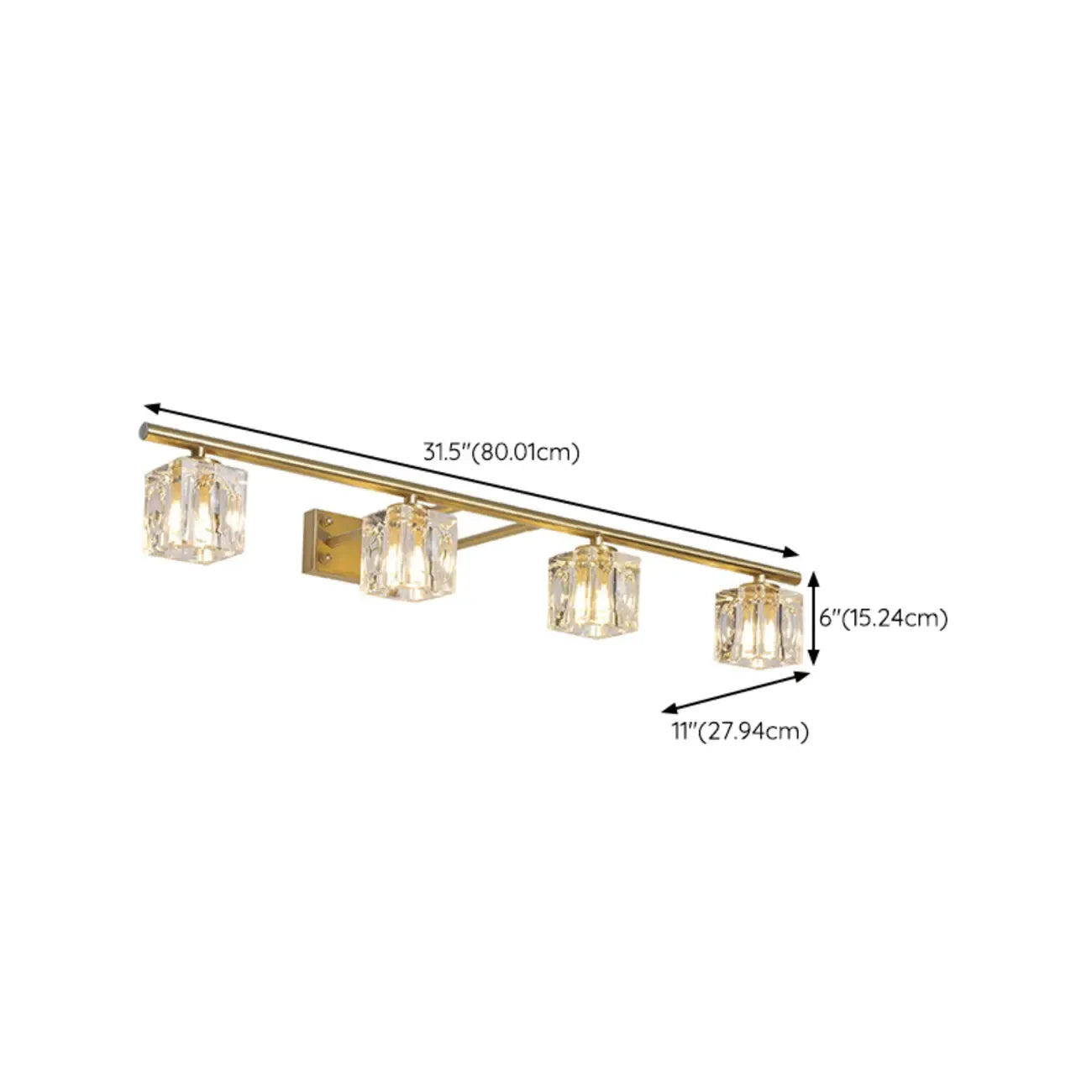 Modern Gold Bathroom Vanity Lights with Clear Crystal Shade