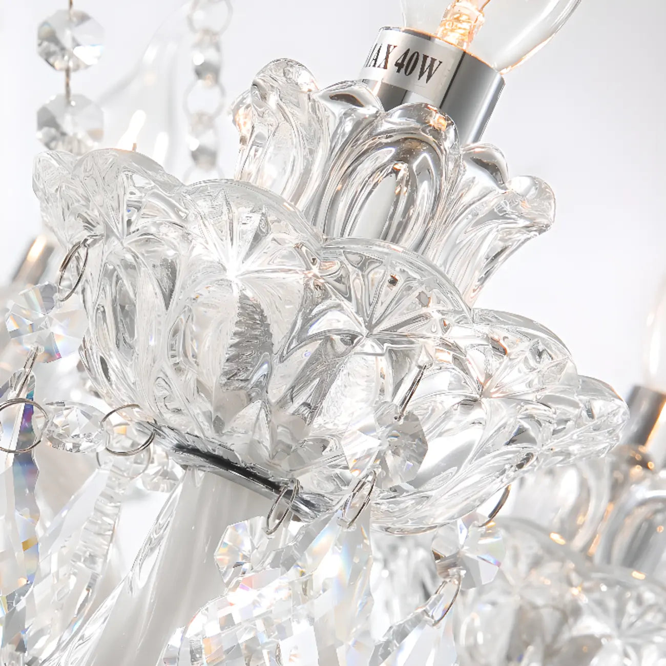 Sophisticated Clear Candelabra Shadeless Crystal Chandelier