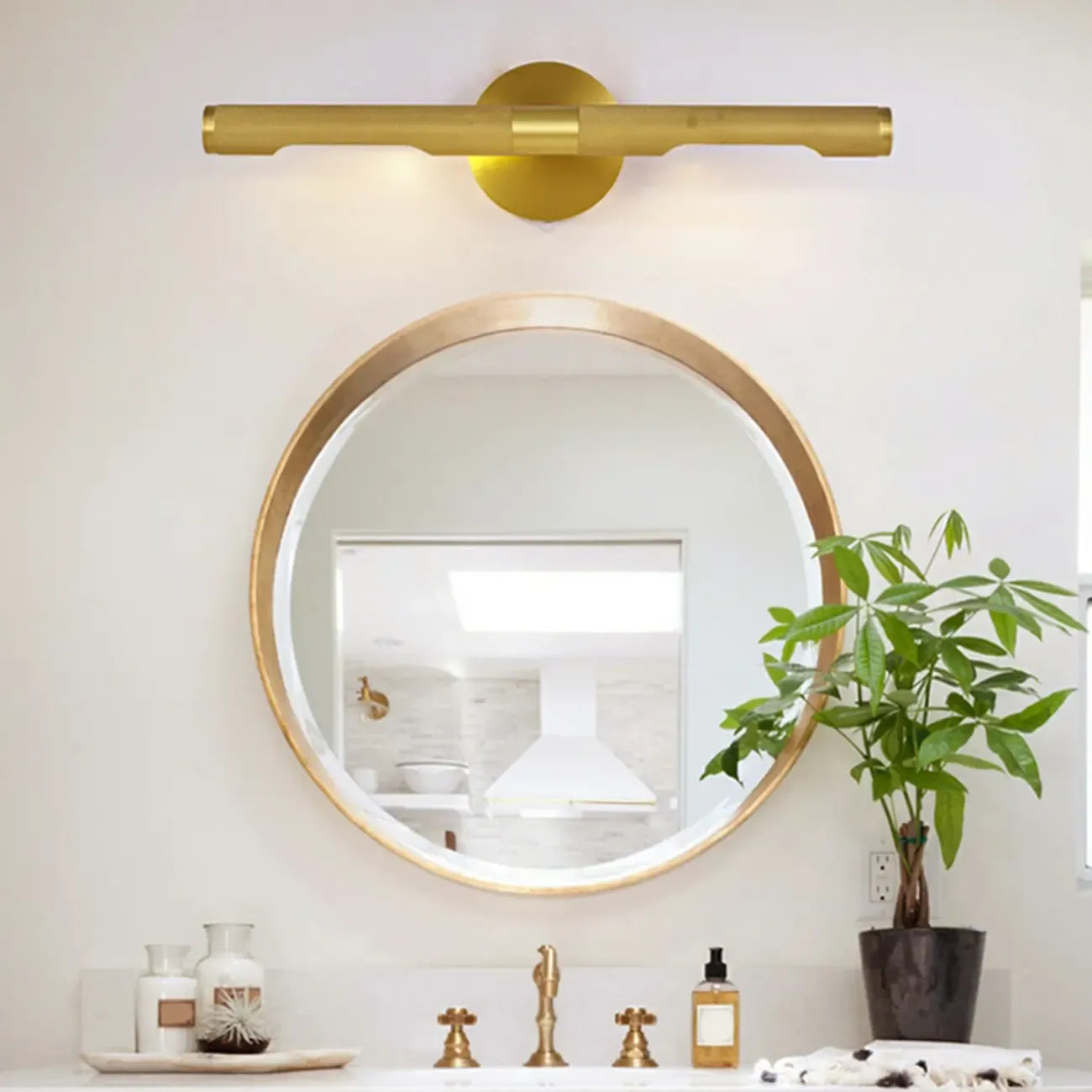 Multi Dimming Modern Linear Copper Bathroom Wall Lights